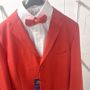 Elegant Red Men's Suit with Bow Tie